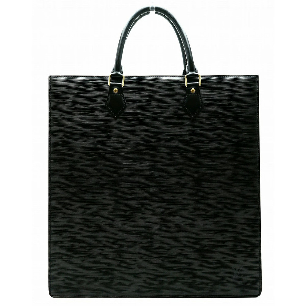 Louis Vuitton Epi Sac Plat Tote Bag Handbag Business Square Leather Noir Black